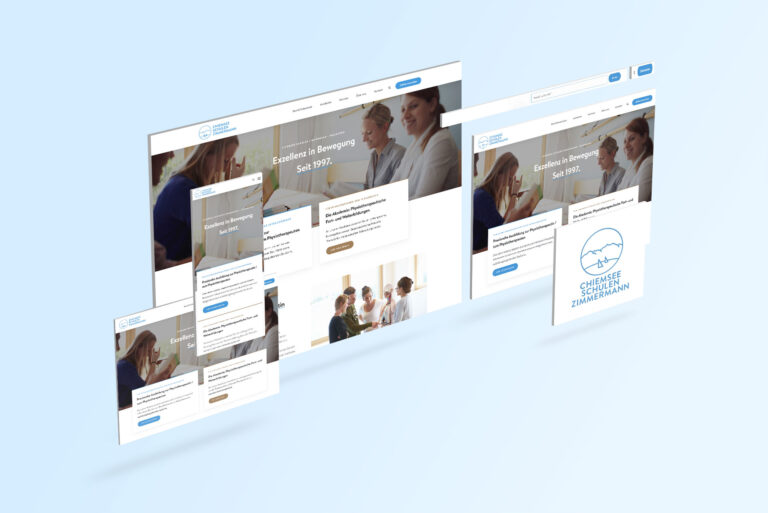 Die neue Website der Chiemsee Schulen Zimmermann auf mehreren Bildschirmansichten